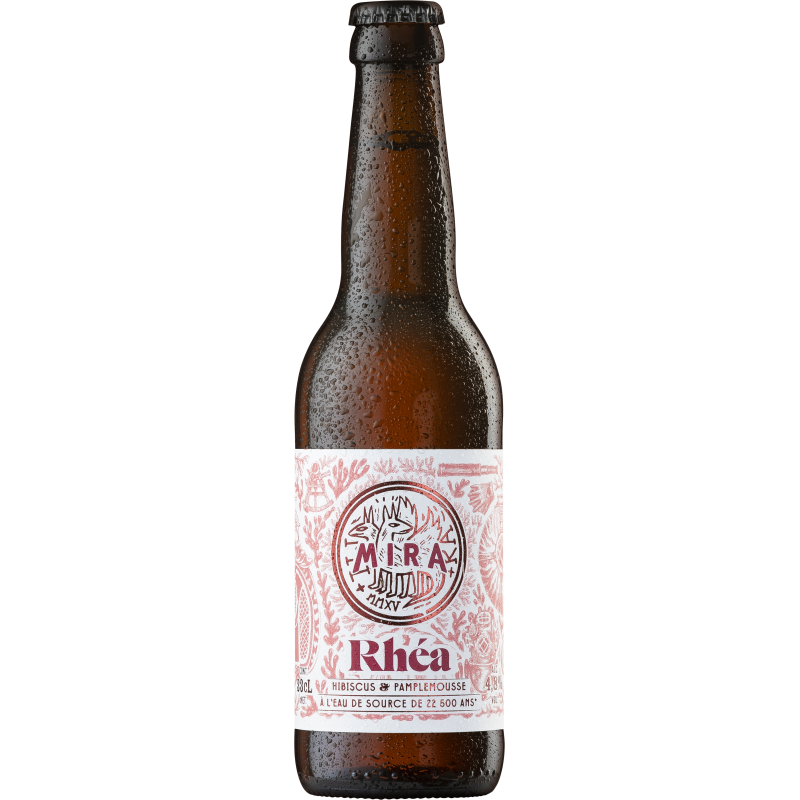 Bière hibiscus et pamplemousse Rhéa Mira packshot